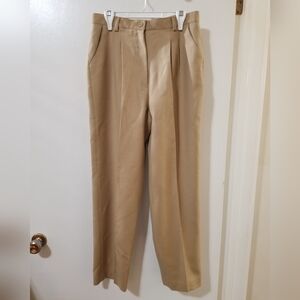 Garey Petites for Eaton’s Camel Virgin Wool Pleated Trousers 10